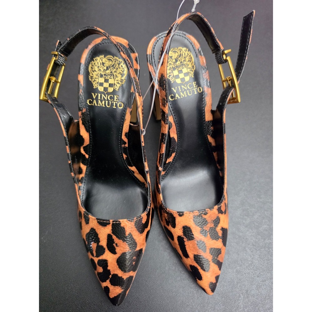 Vince Camuto Anders Leopard Naplack  Block Heel Pumps NIB Size 7M